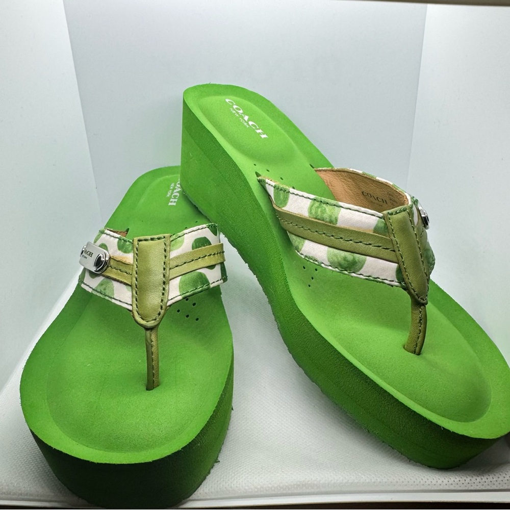Coach Green Wedge JAYDEN Sandals Size 6